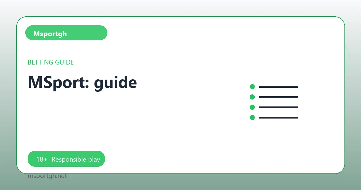 MSport: guide - Msportgh guide